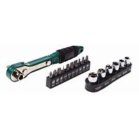 Набор бит и головок Rexant с ключом-трещоткой 17 предметов  картинка